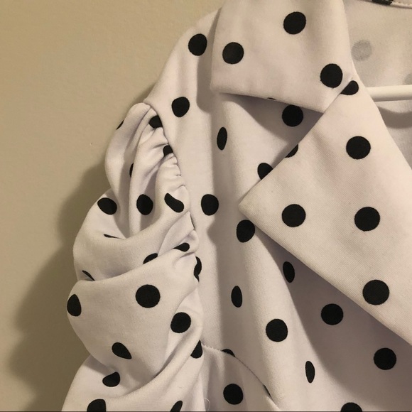 Dots cropped 3/4 puff sleeve polka dot blazer - Picture 5 of 7